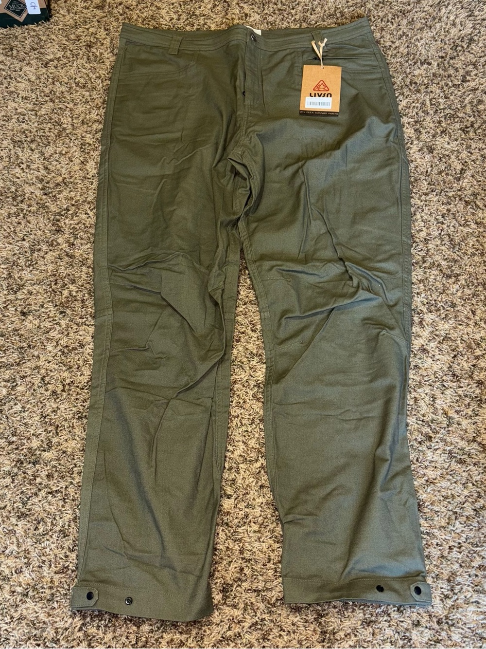 LIVSN Pants Womens 20 32L Green Flex Canvas Cargo Stretch Outdoor Hiking Utility